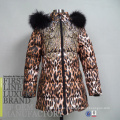 Girl Printing Black Raccoon Fur WInter Children Down Jacket